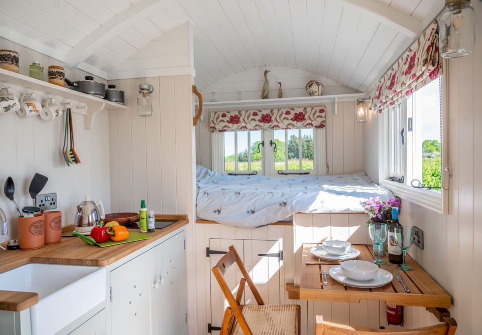 Pull-out dining table for two