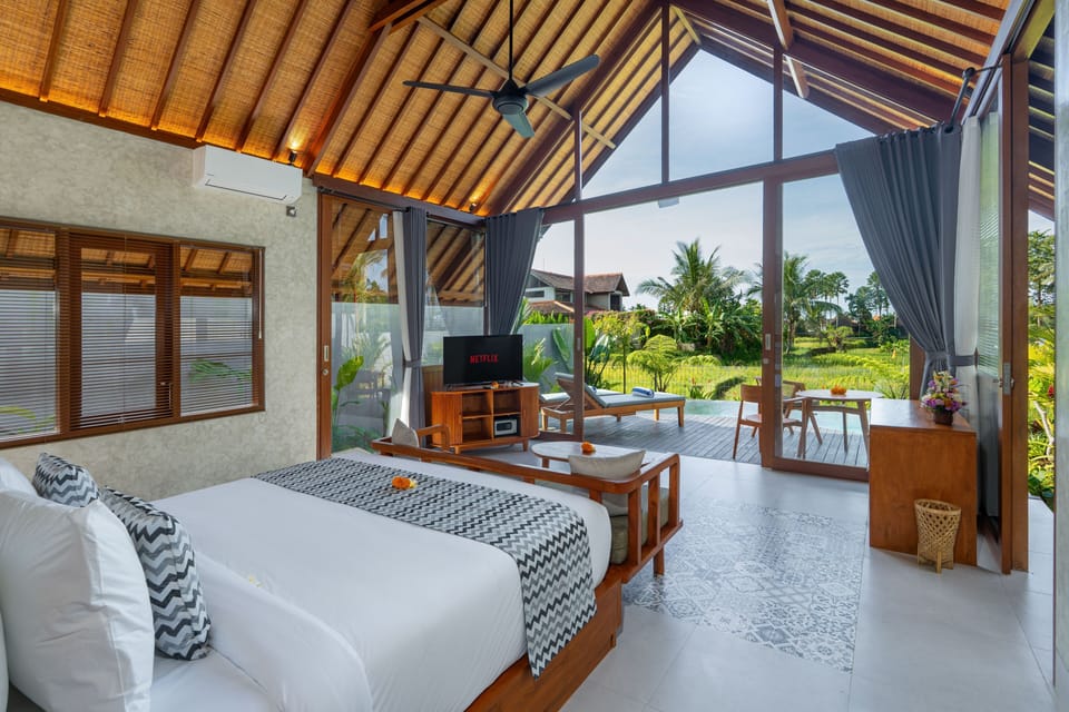 Deluxe Villa, Balcony, Pool View | Desk, laptop workspace, free WiFi