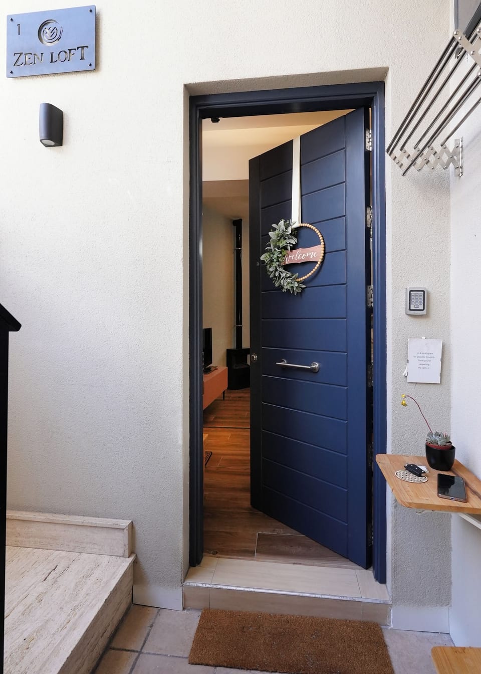 Entrance to Zen Loft, your calm and private retreat.