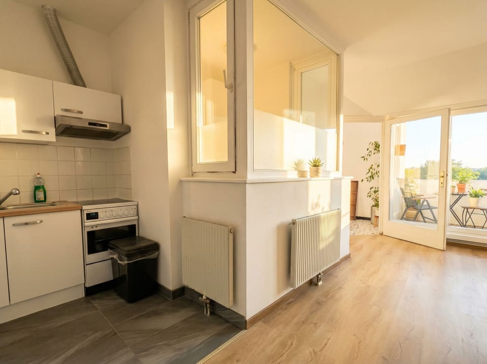 Basic Apartment | Private kitchen | Fridge, microwave, oven, stovetop