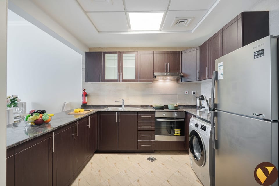 Luxury Apartment, Balcony, City View | Private kitchen | Full-size fridge, microwave, oven, stovetop