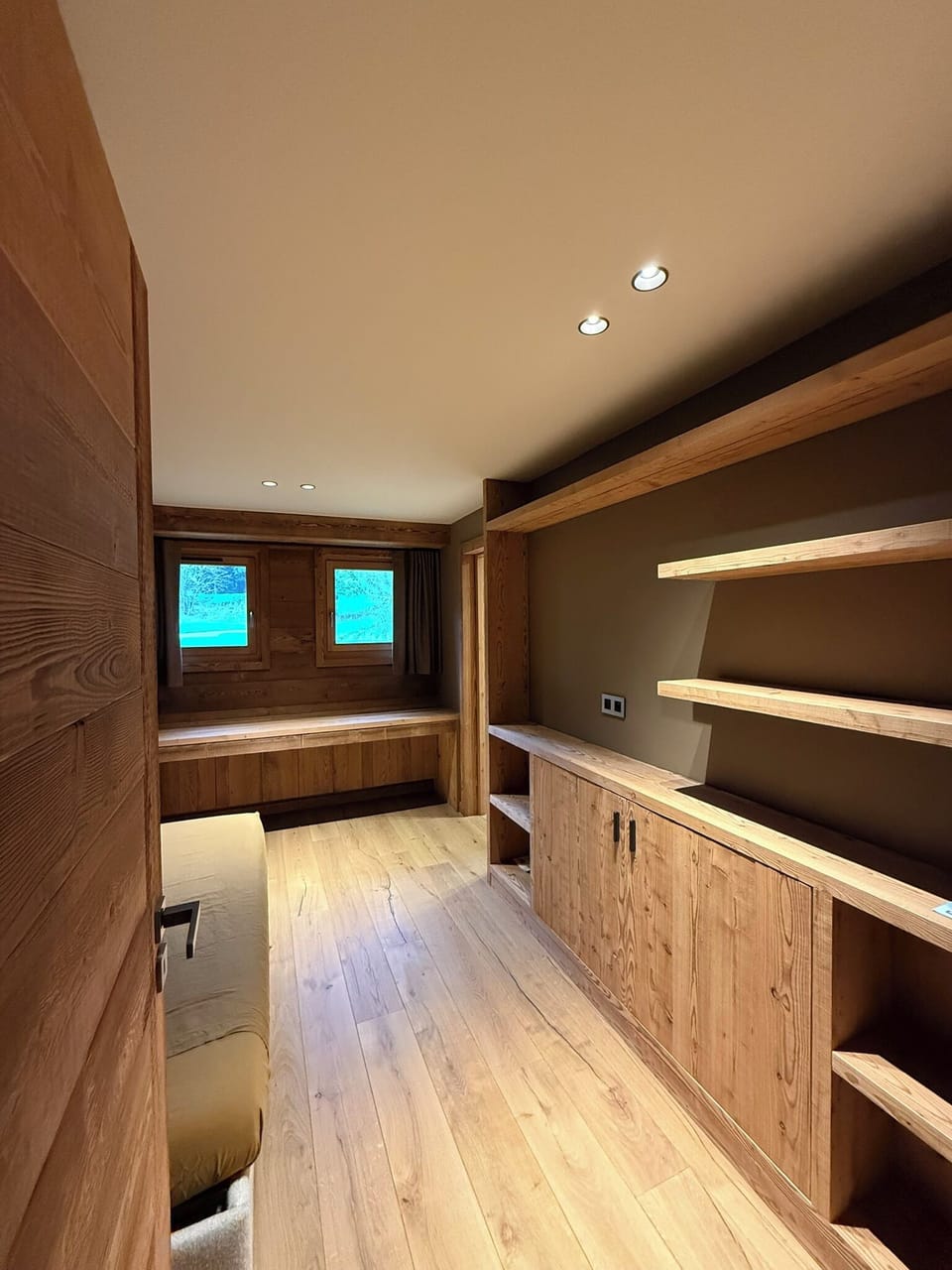 Versatile room with comfortable sofa bed and desk for guests or children.