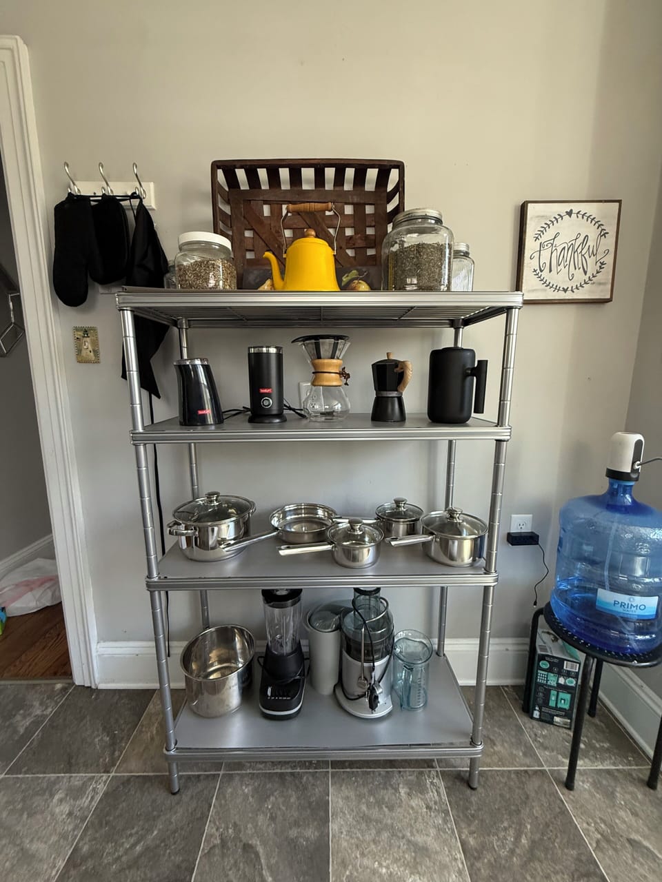 Several options for coffee. French Press, Pour Over, Nespresso