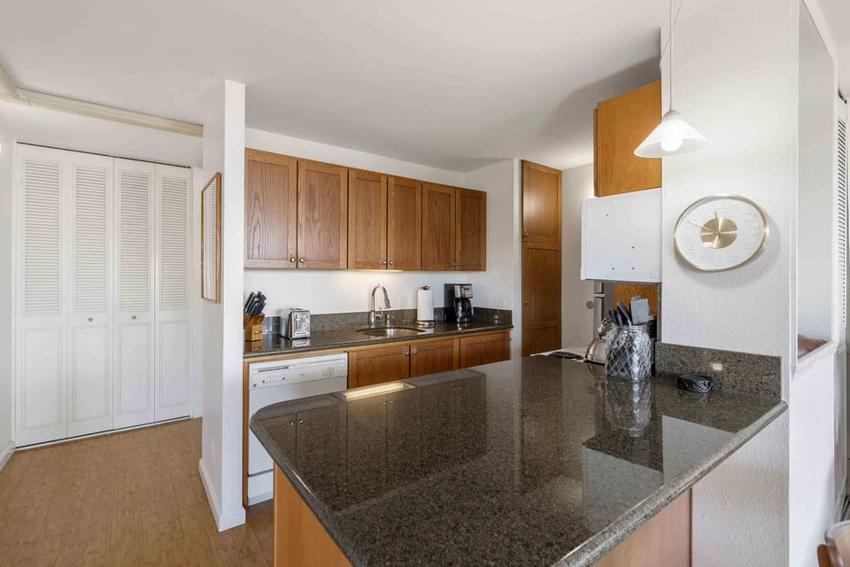 Condo, Multiple Beds, Lanai, Ocean View (Island Sands 500) | Private kitchen | Coffee/tea maker