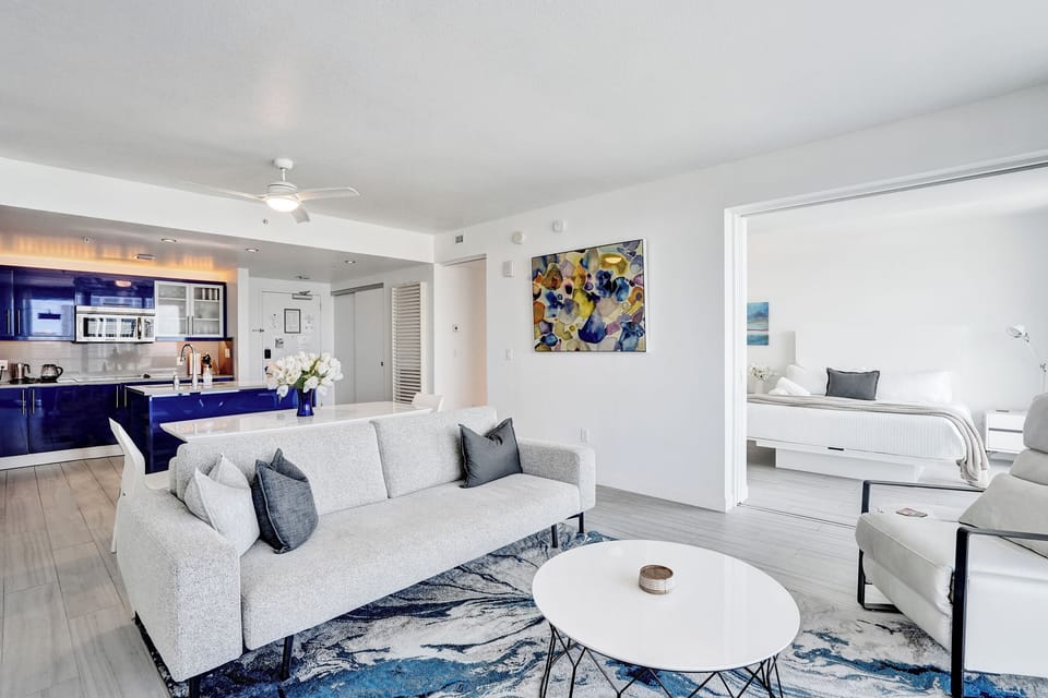 Comfortable living room with Smart TV and space to relax.