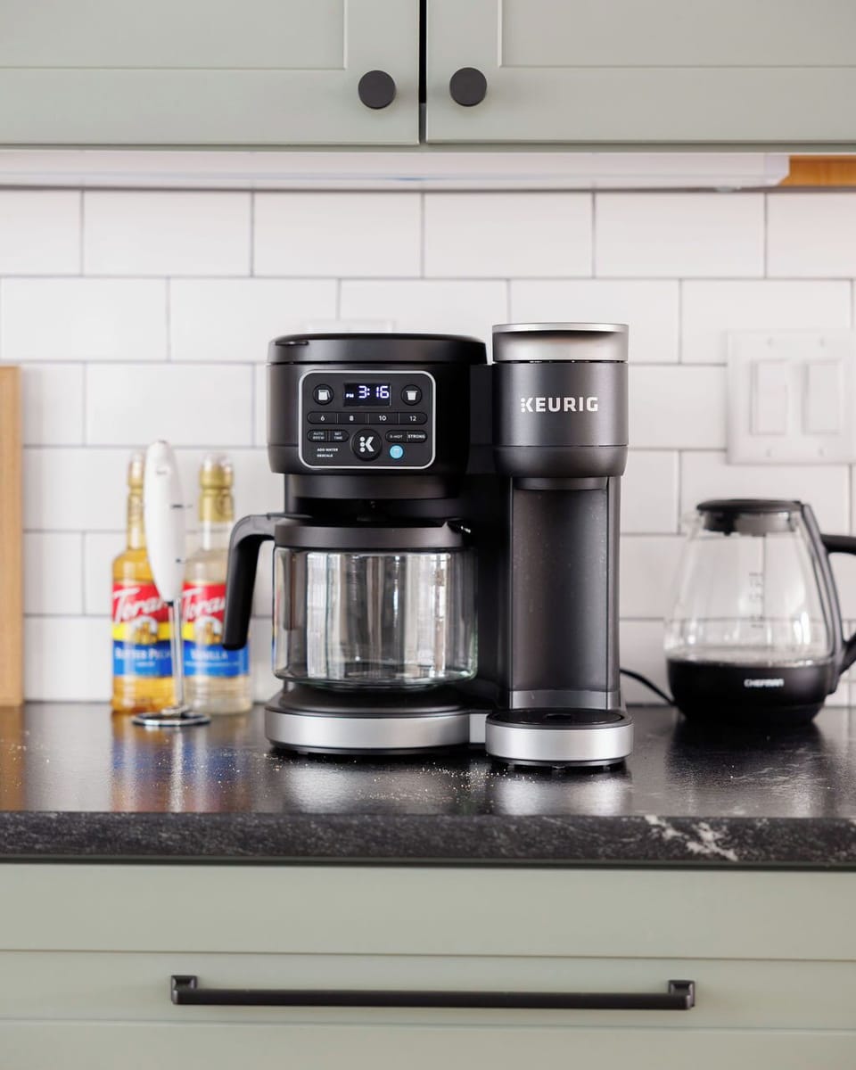 Coffee and beverage station conveniently located between the kitchen and dining area, keeping mornings smooth for large groups.  Enjoy fully stocked Coffee and Tea Station, with large selection of Coffee and Beverage glasses.
