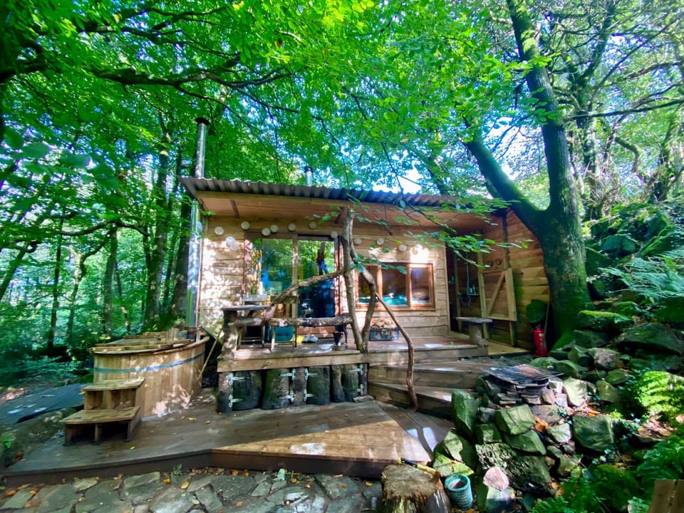 Handcrafted hut thoughtfully designed to blend seamlessly with nature