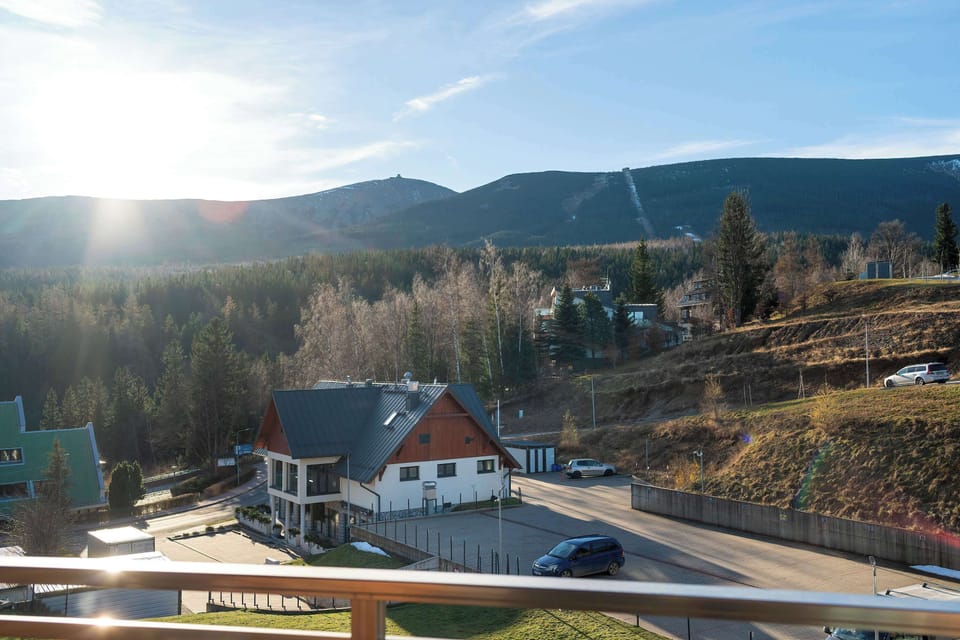 Beautiful mountain view visible from the balcony.