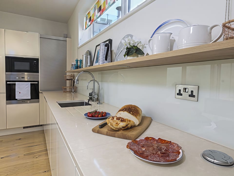 Fridge, dishwasher, cookware/dishes/utensils