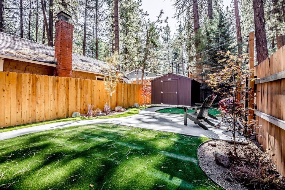 Backyard with putting green
