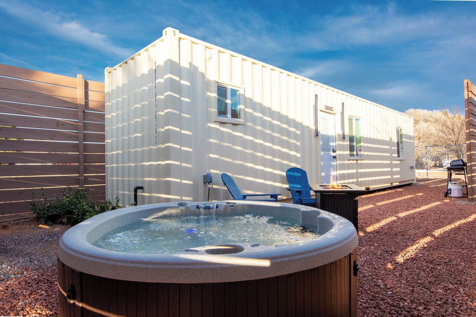 Private outdoor space with hot tub and BBQ
