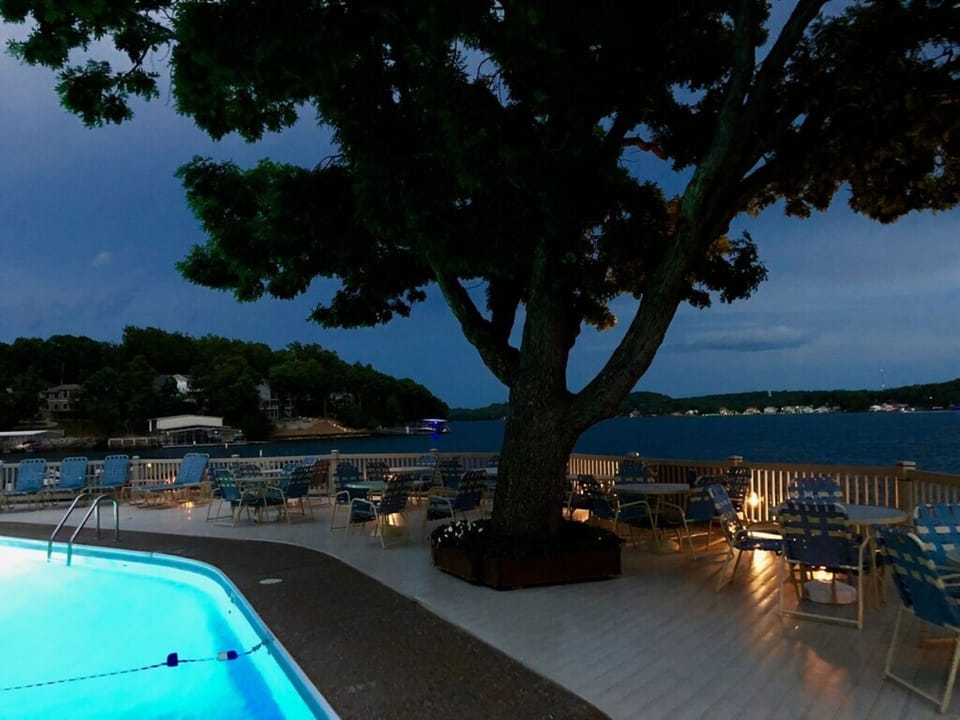 Night time swimming, loungers