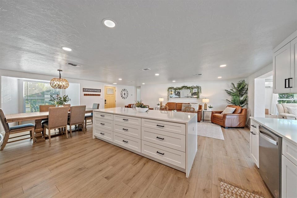 We love the open floor plan allowing everything in the kitchen, dining area, and living room to feel connected.