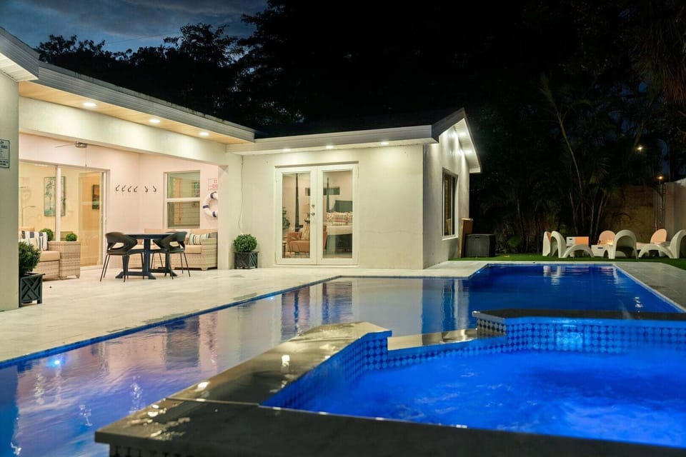 Private heated pool and hot tub
