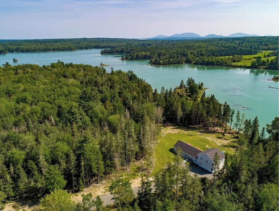 A peaceful location on the bay with Acadia's mountains in the distance 