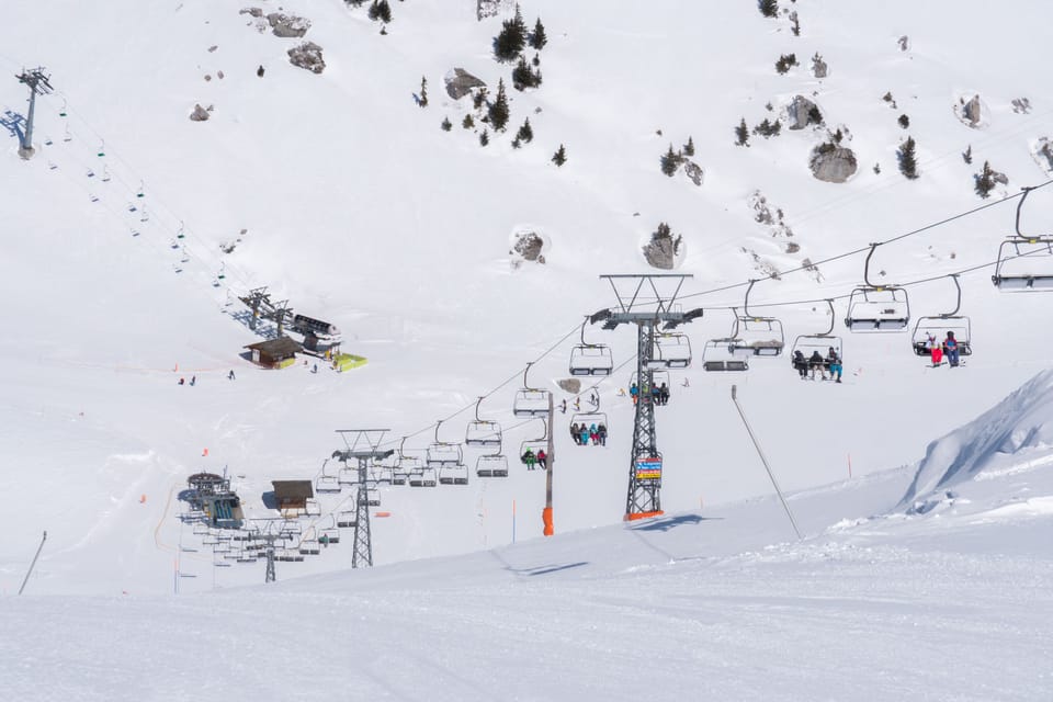 Ski slope and chairlift system at the Leysin ski resort