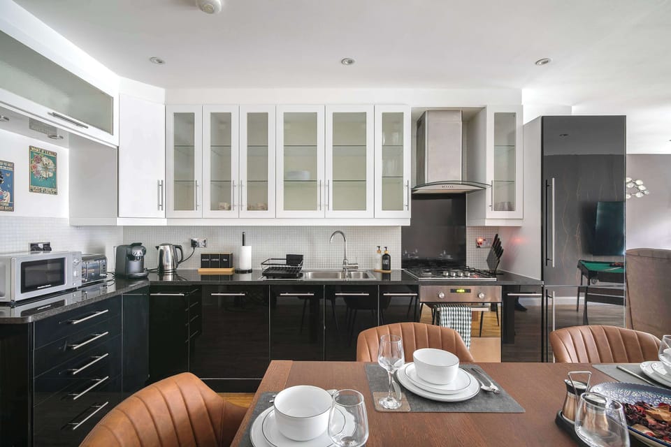Fully equipped kitchen with modern appliances