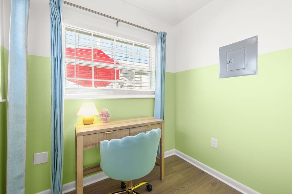 Dedicated workspace with fast WiFi for remote work or planning