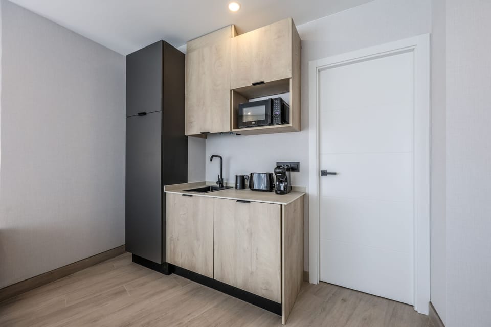 Deluxe Double Room, City View | Private kitchen | Mini-fridge, microwave, cookware/dishes/utensils