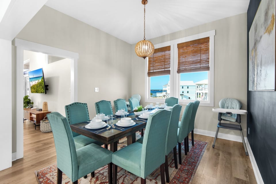 Large dining table with seating for ten