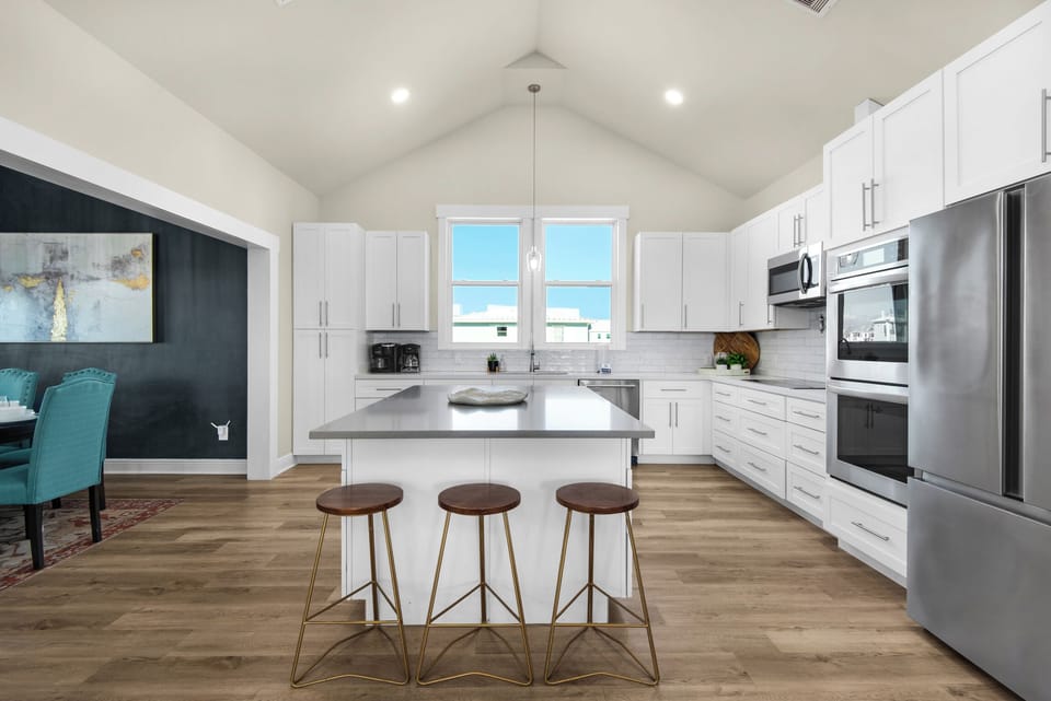 Kitchen island with seating for three