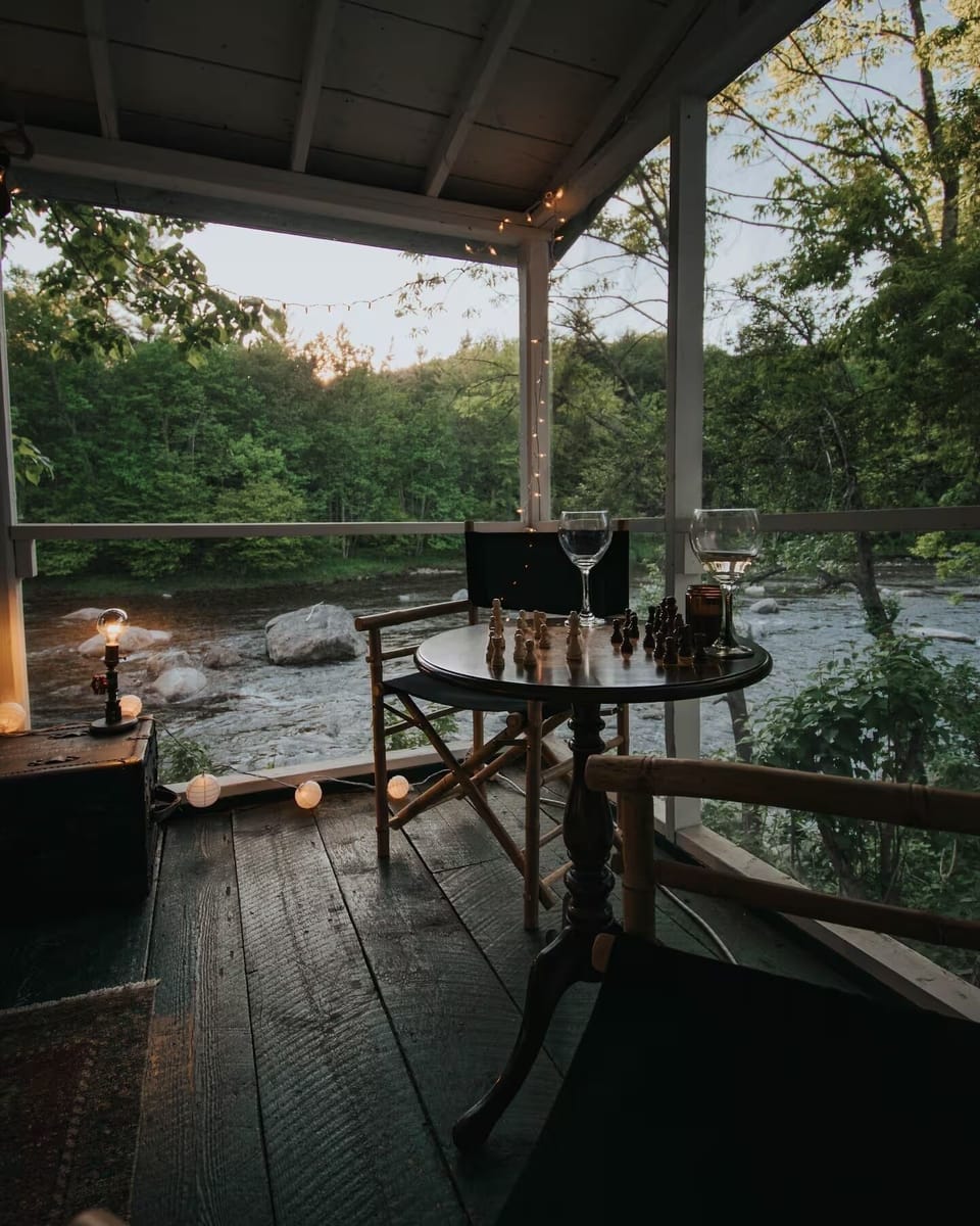 Incredible screened in porch over the river