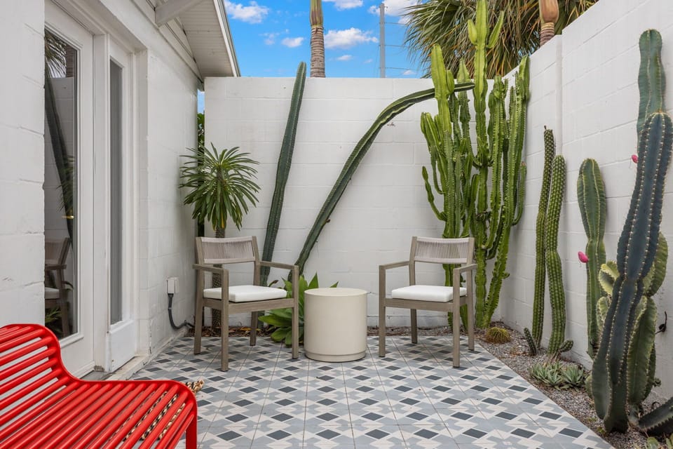 A lush cacti garden, quintessential for outdoor relaxation.