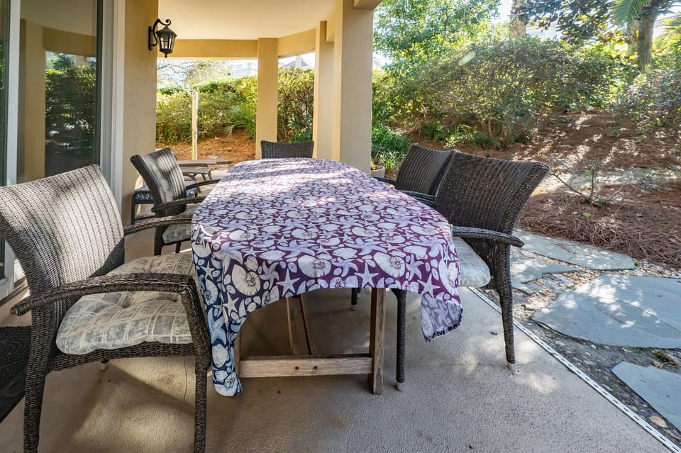 Shaded outdoor patio perfect for slow mornings and breezy evenings