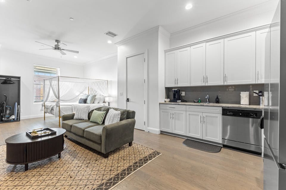 View of kitchen and living area