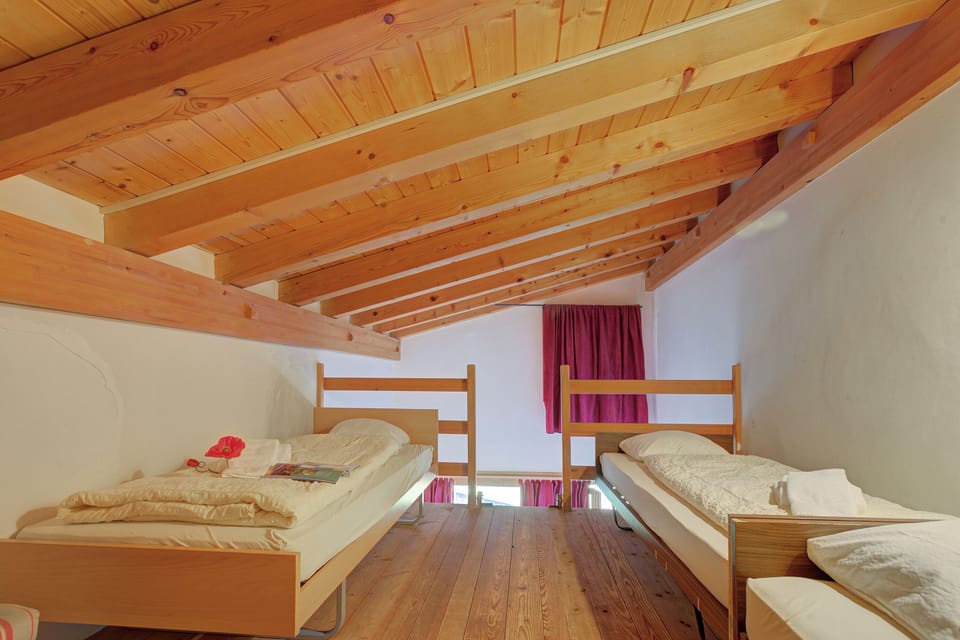 Bed on the mezzanine floor