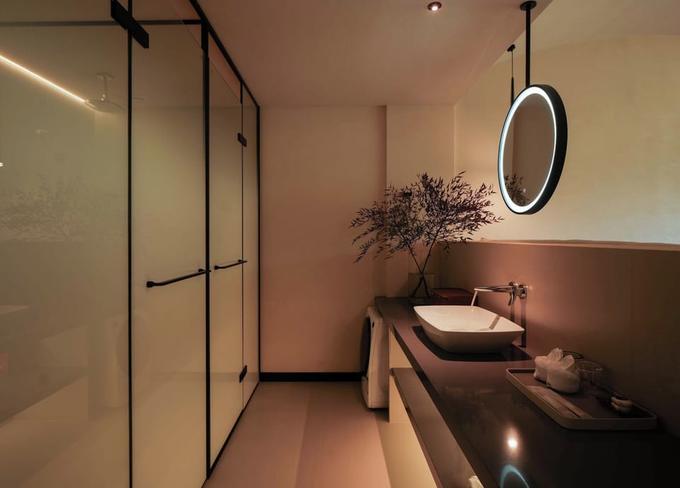 Comfort Double Room, Patio, Mountain View | Bathroom | Hair dryer, slippers, towels, soap