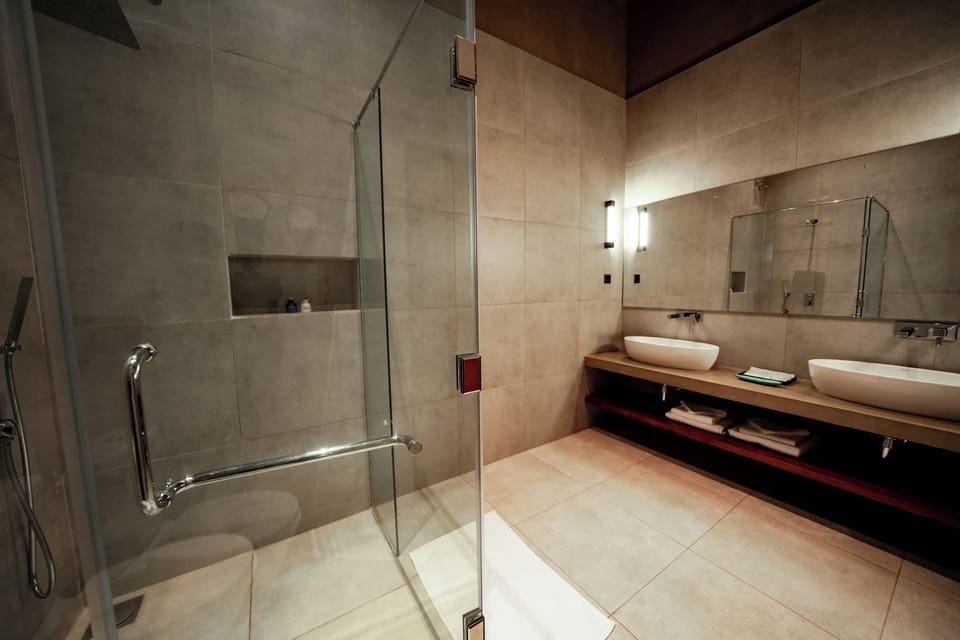 Deluxe Double Room | Bathroom | Shower, hair dryer, towels, soap