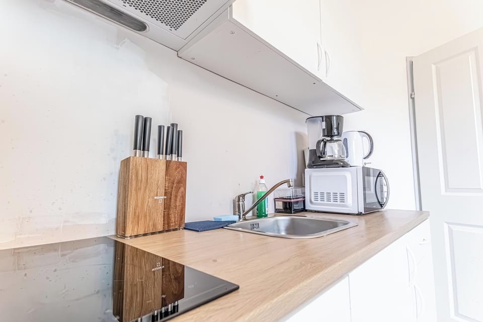 Basic Studio | Private kitchen | Mini-fridge, microwave, oven, stovetop