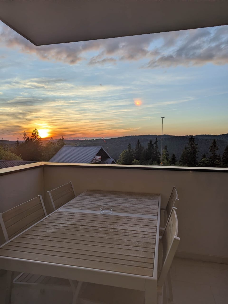 Coucher de soleil depuis la terrasse