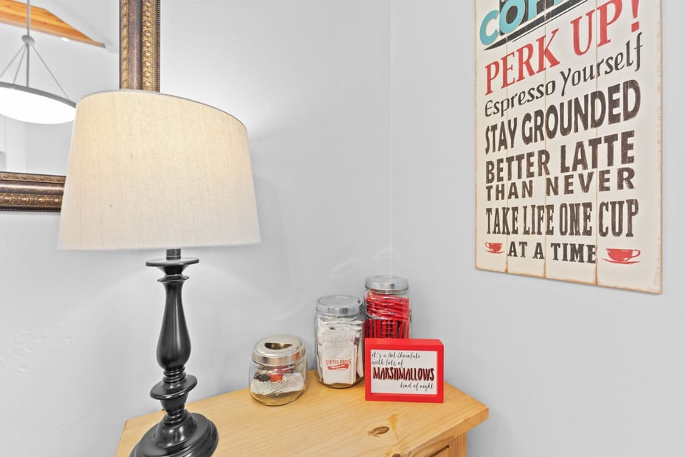 Your cozy corner features thoughtful touches like locally-sourced treats and inspiring coffee art to brighten your mornings.