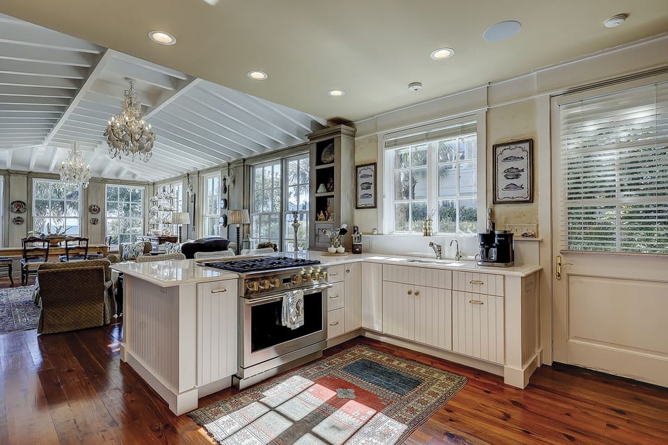 Kitchen with a large sunroom/den
