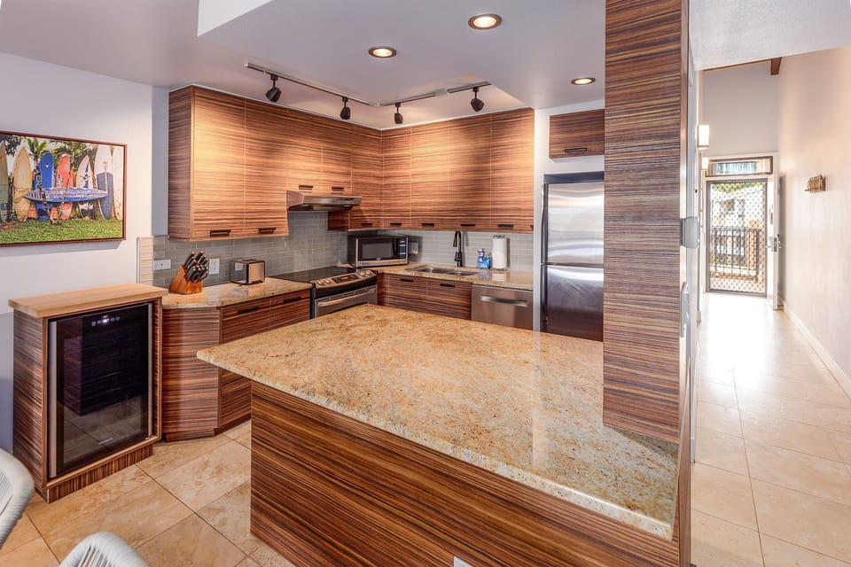 Condo, Multiple Beds, Balcony, Ocean View (Kamaole Sands 10-403) | Private kitchen | Coffee/tea maker, dining tables