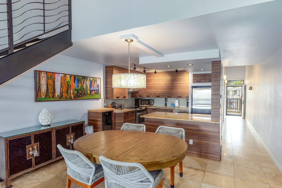 Condo, Multiple Beds, Balcony, Ocean View (Kamaole Sands 10-403) | Private kitchen | Coffee/tea maker, dining tables