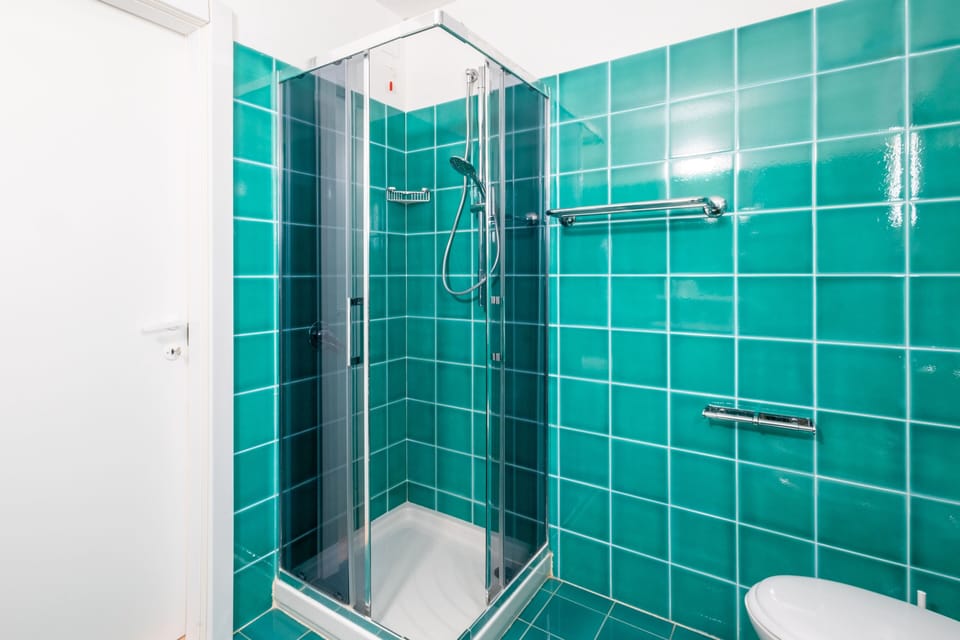 Hair dryer, bidet, towels, toilet paper