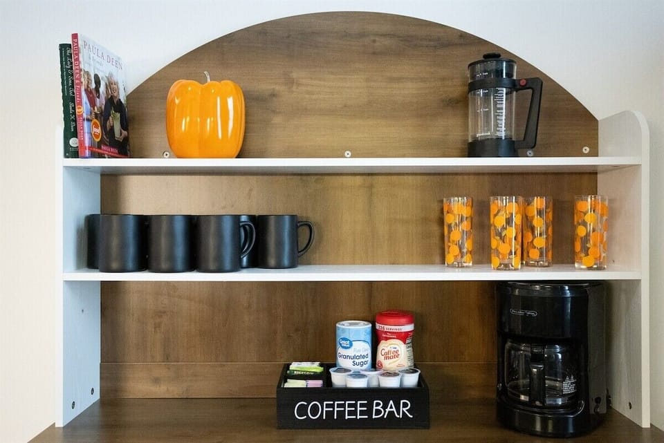 Cozy coffee bar stocked and ready for your perfect morning brew.
