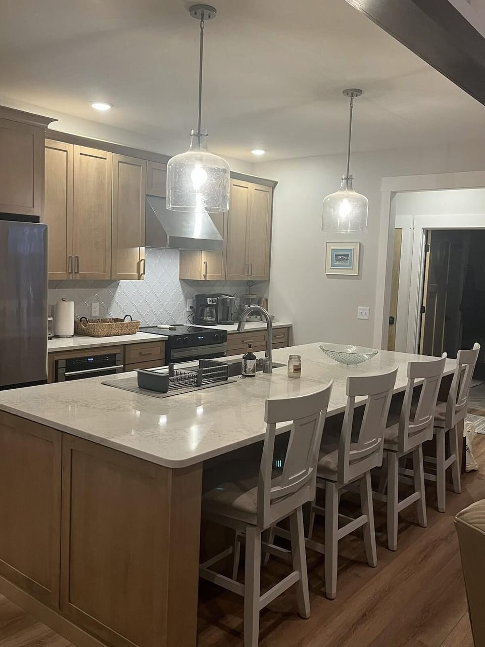 Spacious kitchen with island seating for family gatherings