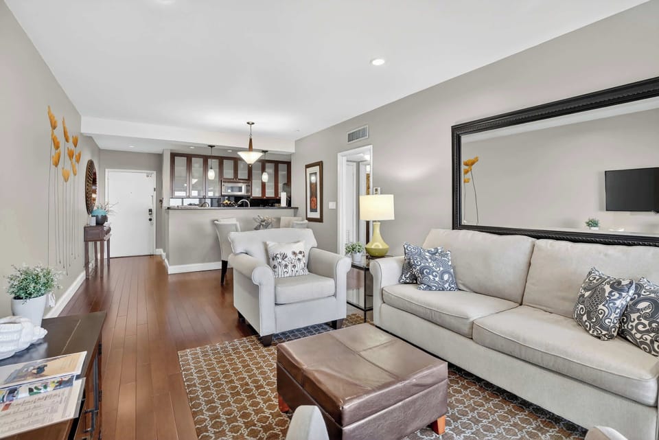 Living area with sofa sleeper and Smart TV