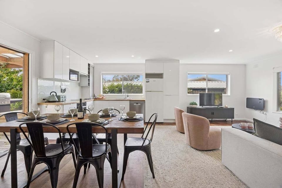 Living, dining, kitchen