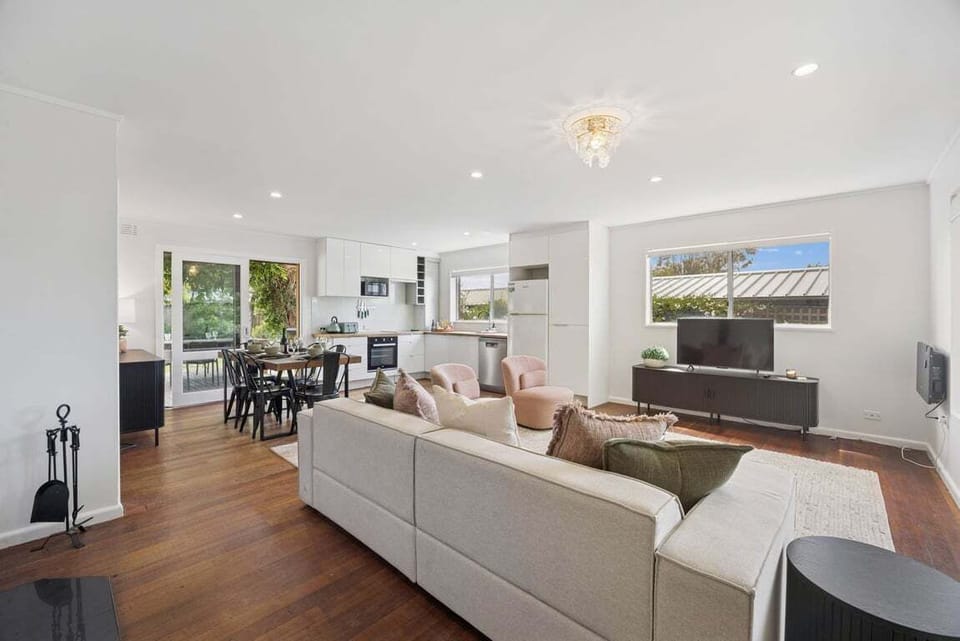 Living, dining, kitchen