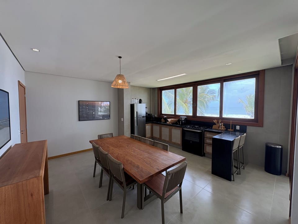 Standard Apartment, Sea View | Private kitchen | Full-size fridge, microwave, oven, blender