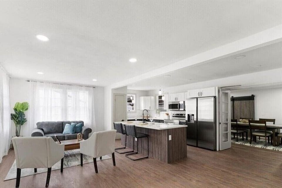 Living room with open layout and natural light