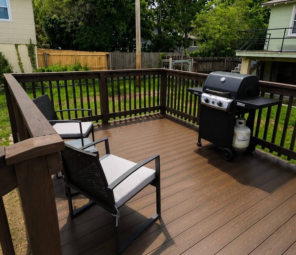 Relax on the private deck and enjoy outdoor meals prepared on the gas grill.