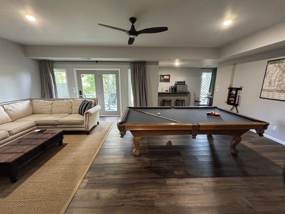 large gameroom in walkout basement