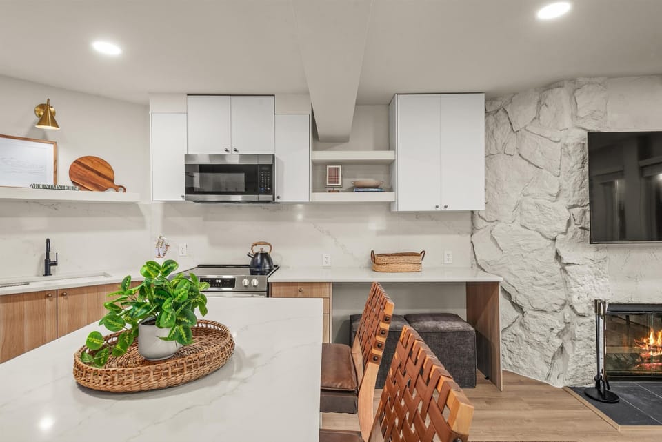 Remodeled kitchen with counter seating