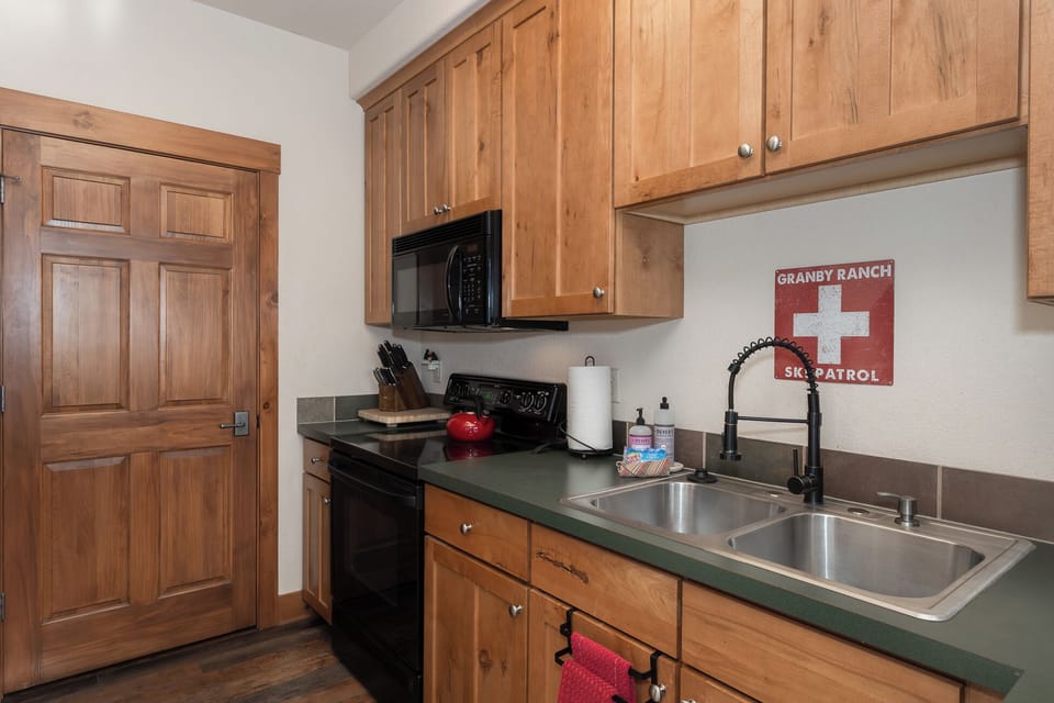 The fully stocked kitchen has everything you need to prepare meals and drinks